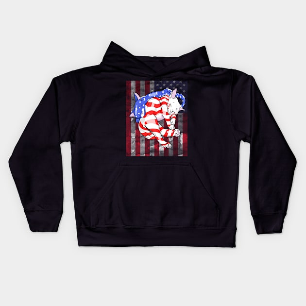 Cat American Flag Usa Paws Patriotic 4th Of July Kids Hoodie by Jannysingle